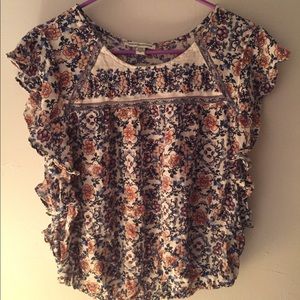 American Eagle Ruffled Flowered Blouse